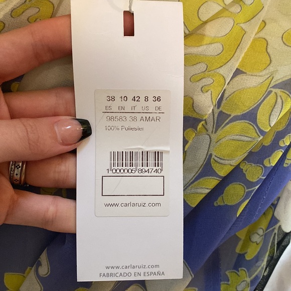 Carla Ruiz long sleeve maxi yellow and purple dress. Brand new with tags. - Picture 4 of 5